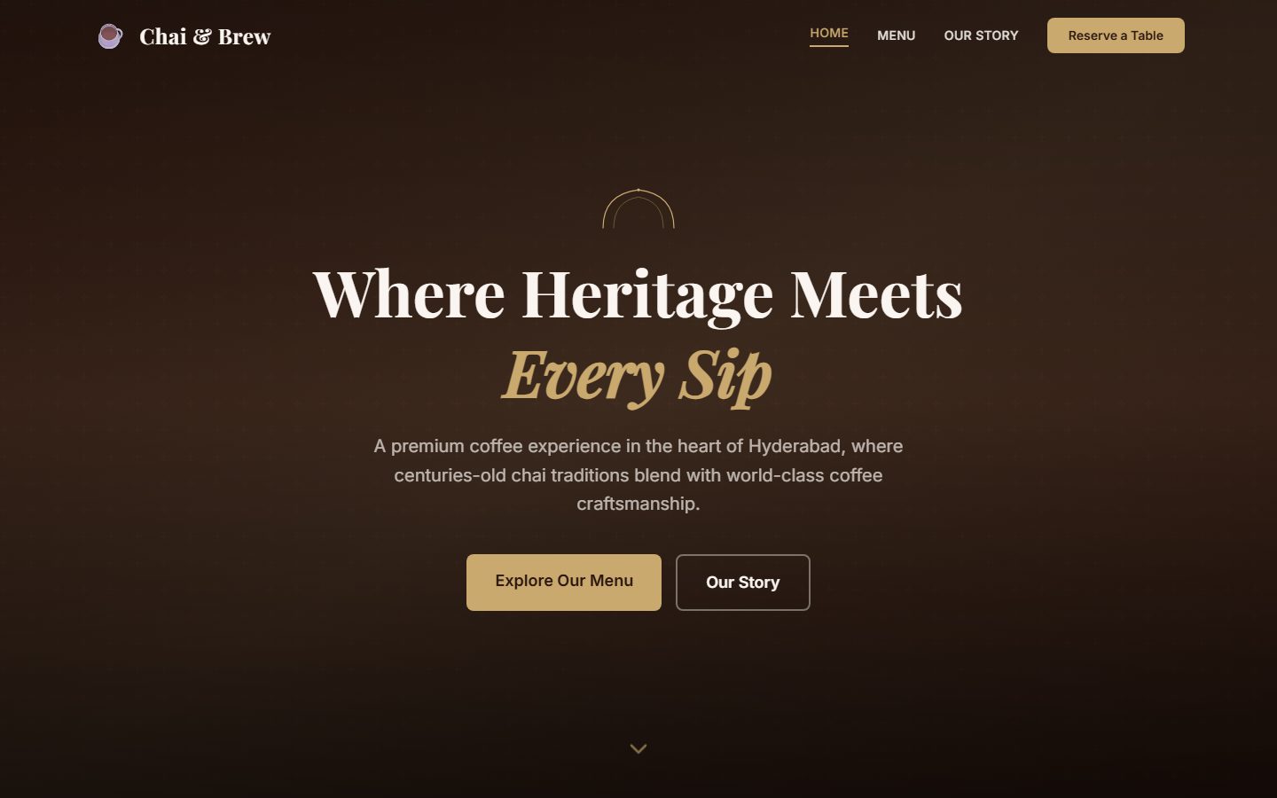 Chai and Brew homepage